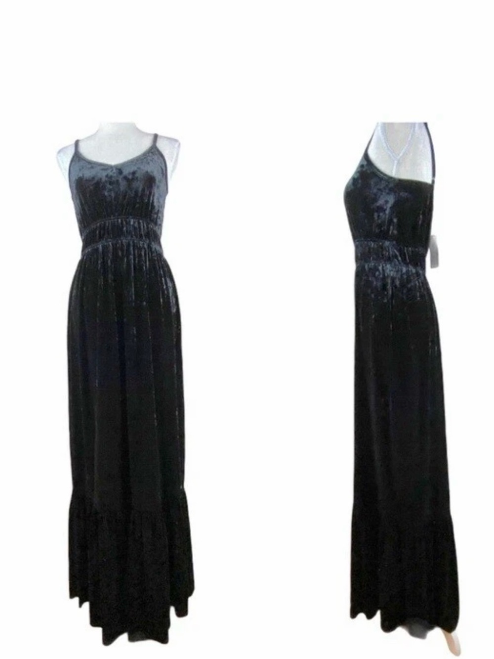 Sleeveless Black Velvet Maxi Slip Dress